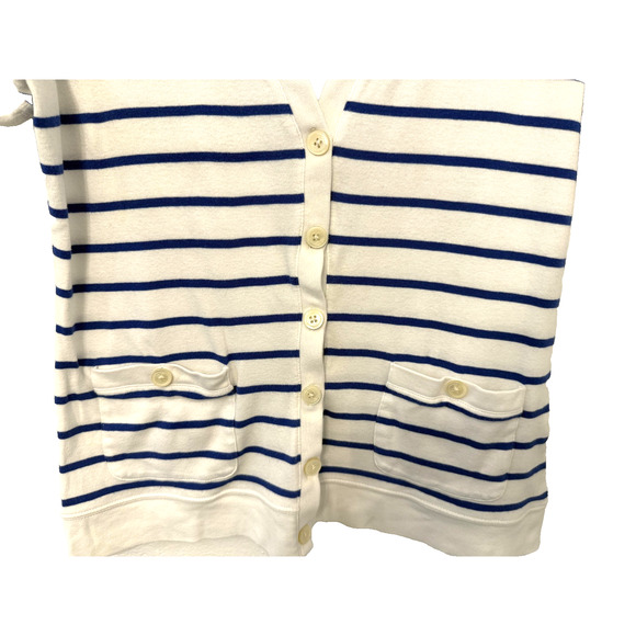 Chaps Cardigan Sweater Womens Medium Striped Short Sleeve Pockets Closet Staple - Picture 4 of 8